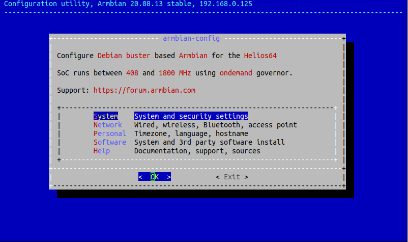 Armbian config main